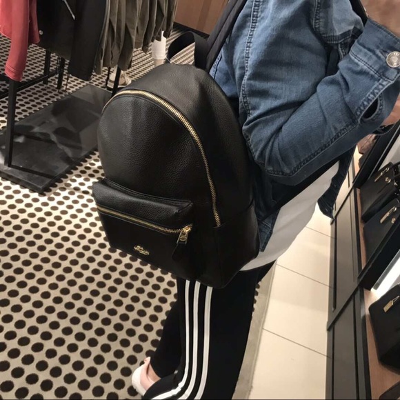 Coach Bags Coach Medium Charlie Backpack Black Pebble Leather